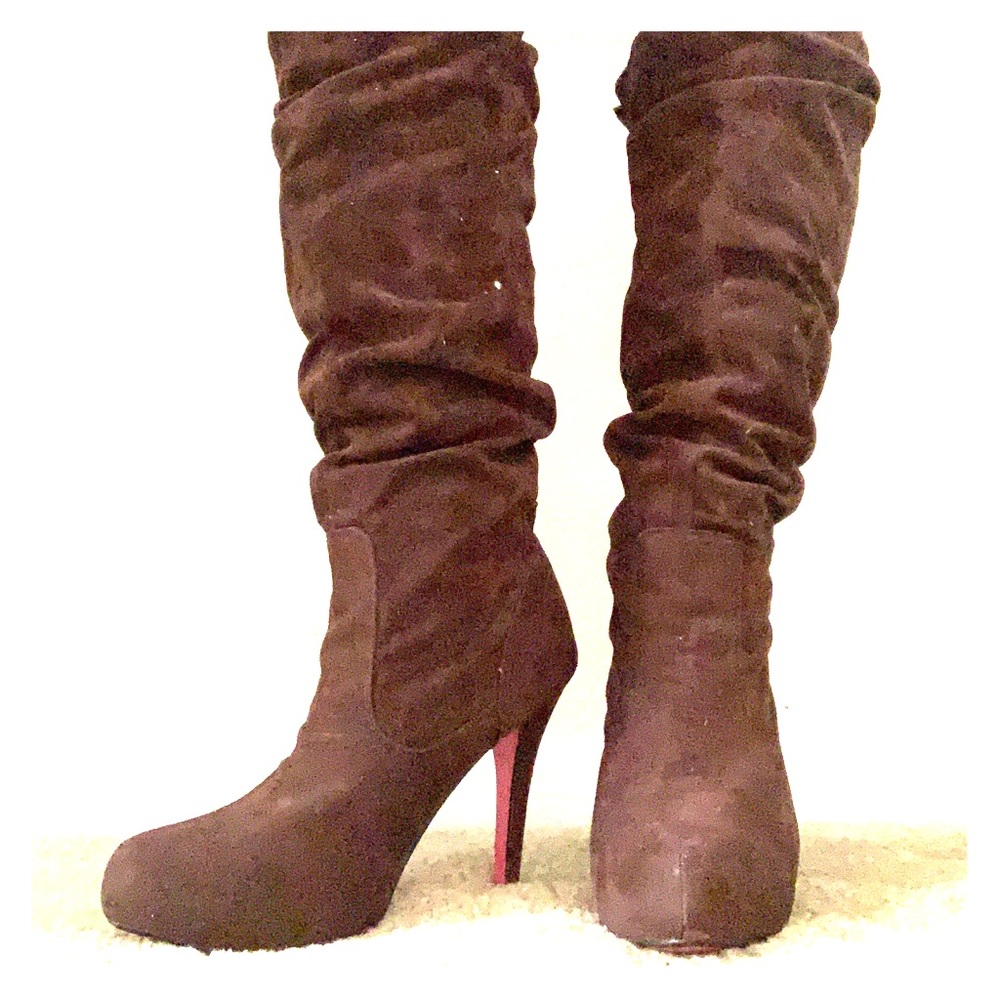 brown high heel boots